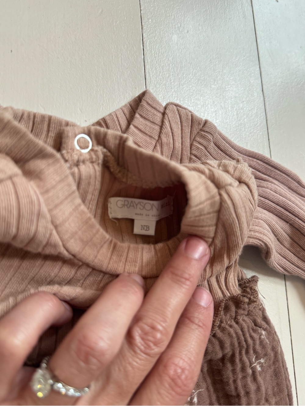 Girls' Dusty Pink Ribbed & Textured Rompers - Picture 2 of 2